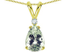 Star K™ Pear Shape 8x6 mm Genuine Green Amethyst Rabbit Ear Pendant Necklace