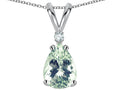 Star K™ Pear Shape 8x6 mm Genuine Green Amethyst Rabbit Ear Pendant Necklace