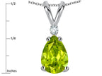 Star K™ Pear Shape 8x6 mm Genuine Peridot Rabbit Ear Pendant Necklace