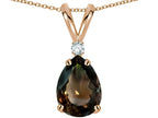 Star K™ Pear Shape 8x6 mm Genuine Smoky Quartz Rabbit Ear Pendant Necklace