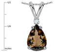 Star K™ Pear Shape 8x6 mm Genuine Smoky Quartz Rabbit Ear Pendant Necklace