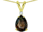 Star K™ Pear Shape 8x6 mm Genuine Smoky Quartz Rabbit Ear Pendant Necklace