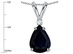 Star K™ Pear Shape 8x6 mm Genuine Sapphire Rabbit Ear Pendant Necklace