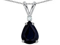 Star K™ Pear Shape 8x6 mm Genuine Sapphire Rabbit Ear Pendant Necklace
