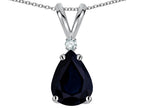 Star K™ Pear Shape 8x6 mm Genuine Sapphire Rabbit Ear Pendant Necklace
