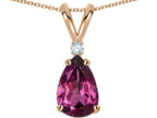 Star K™ Pear Shape 8x6 mm Genuine Rhodolite Rabbit Ear Pendant Necklace