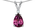 Star K™ Pear Shape 8x6 mm Genuine Rhodolite Rabbit Ear Pendant Necklace