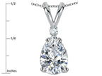 Star K™ Pear Shape 8x6 mm Genuine White Topaz Rabbit Ear Pendant Necklace