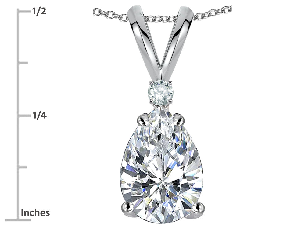 Star K™ Pear Shape 8x6 mm Genuine White Topaz Rabbit Ear Pendant Necklace