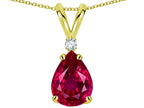 Star K™ Pear Shape 8x6 mm Created Ruby Rabbit Ear Pendant Necklace