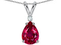 Star K™ Pear Shape 8x6 mm Created Ruby Rabbit Ear Pendant Necklace