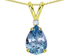 Star K™ Pear Shape 8x6 mm Simulated Aquamarine Rabbit Ear Pendant Necklace