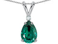 Star K™ Pear Shape 8x6 mm Simulated Emerald Rabbit Ear Pendant Necklace