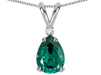 Star K™ Pear Shape 8x6 mm Simulated Emerald Rabbit Ear Pendant Necklace
