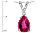 Star K™ Pear Shape 8x6 mm Simulated Pink Tourmaline Rabbit Ear Pendant Necklace