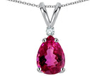 Star K™ Pear Shape 8x6 mm Simulated Pink Tourmaline Rabbit Ear Pendant Necklace