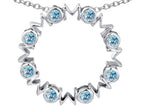 Star K™ Large MOM Circle Mother's Pendant Necklace with Round Simulated Aquamarine