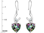 Star K™ 8mm Heart Shape Rainbow Mystic Quartz Hanging Hook Love Earrings