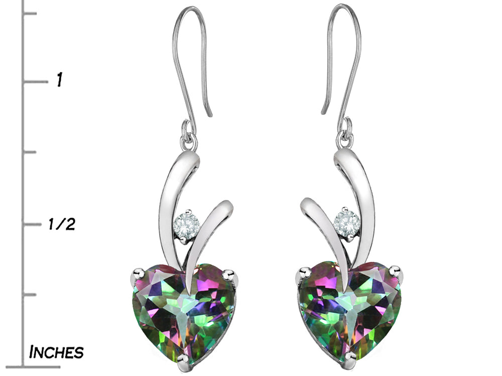 Star K™ 8mm Heart Shape Rainbow Mystic Quartz Hanging Hook Love Earrings