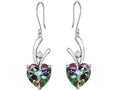 Star K™ 8mm Heart Shape Rainbow Mystic Quartz Hanging Hook Love Earrings