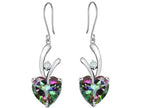 Star K™ 8mm Heart Shape Rainbow Mystic Quartz Hanging Hook Love Earrings
