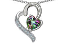 Star K™ 7mm Heart Shape Mystic Rainbow Quartz Heart Pendant Necklace