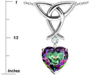 Star K™ Love Knot Pendant Necklace with 8mm Heart Shape Rainbow Mystic Quartz
