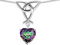 Star K™ Love Knot Pendant Necklace with 8mm Heart Shape Rainbow Mystic Quartz