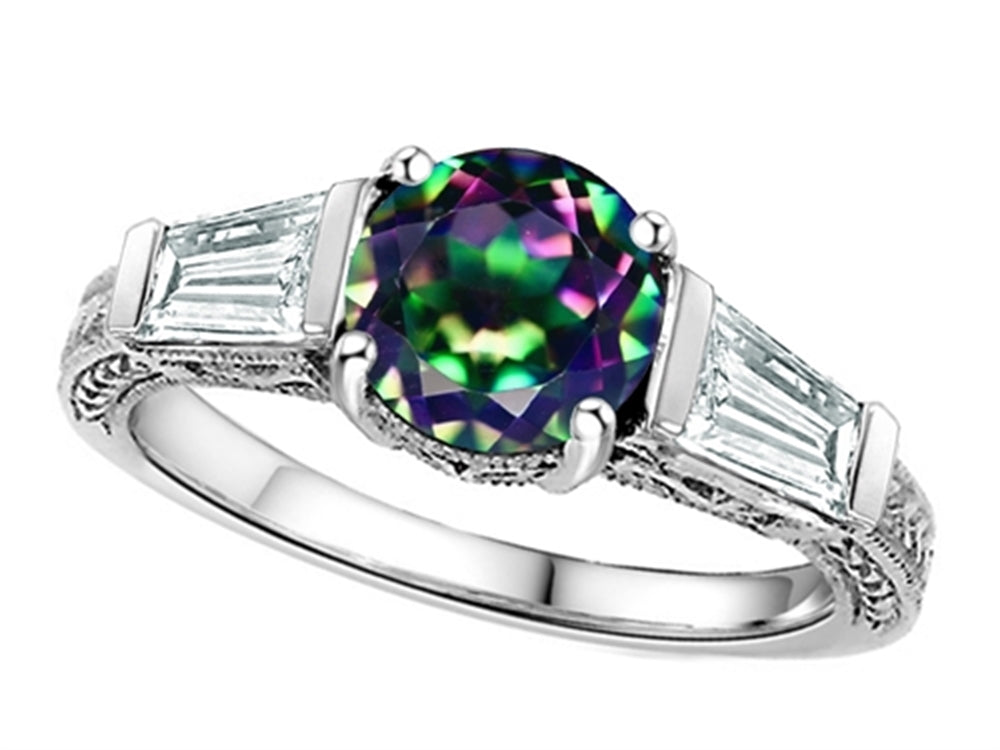 Star K Round 7mm Rainbow Mystic Quartz Engagement Ring