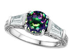 Star K Round 7mm Rainbow Mystic Quartz Engagement Ring