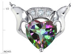 Star K™ 8mm Heart Claddagh Pendant Necklace With Rainbow Mystic Quartz