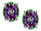 Star K™ Oval 8x6mm Mystic Rainbow Quartz Earrings Studs