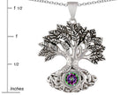 Star K™ Tree Of Life Good Luck Pendant Necklace With 7mm Round Rainbow Mystic Quartz
