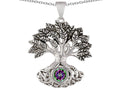 Star K™ Tree Of Life Good Luck Pendant Necklace With 7mm Round Rainbow Mystic Quartz
