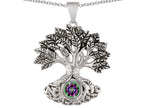 Star K™ Tree Of Life Good Luck Pendant Necklace With 7mm Round Rainbow Mystic Quartz
