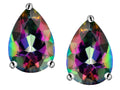Star K™ Pear Shape 9x7mm Rainbow Mystic Quartz Earrings Studs