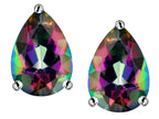 Star K™ Pear Shape 9x7mm Rainbow Mystic Quartz Earrings Studs