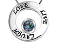 Star K™ Live/Love/Laugh Circle of Life Pendant Necklace with Round 7mm Mystic Rainbow Quartz