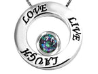 Star K™ Live/Love/Laugh Circle of Life Pendant Necklace with Round 7mm Mystic Rainbow Quartz