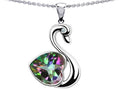 Star K™ 1 inch Love Swan Pendant Necklace With Heart Shape Mystic Quartz
