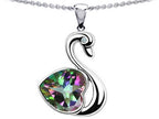 Star K™ 1 inch Love Swan Pendant Necklace With Heart Shape Mystic Quartz