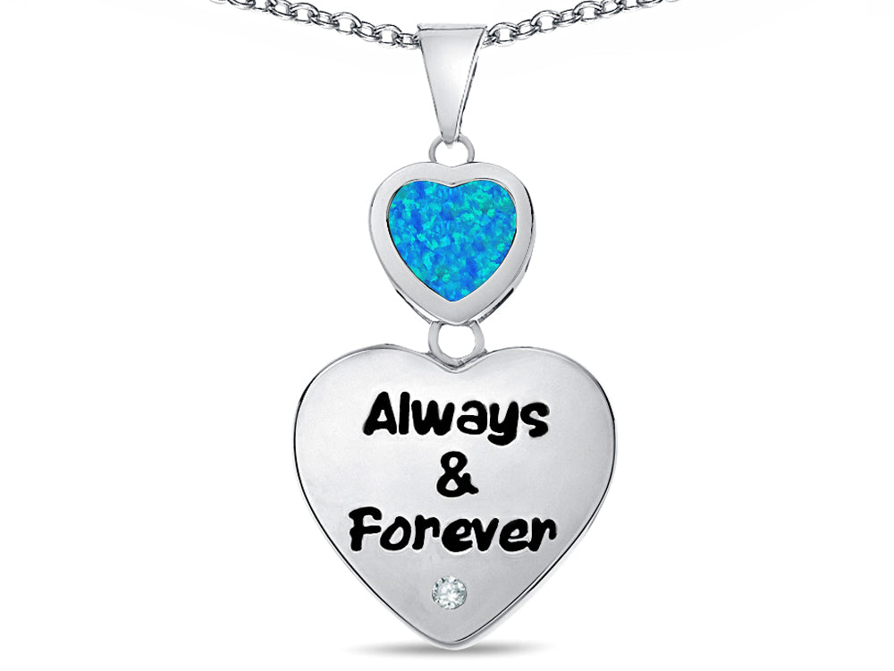 Star K™  Always And Forever  Simulated Blue Opal 8mm Heart Pendant Necklace