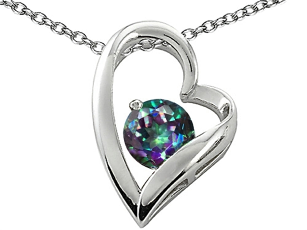 Star K™ 7mm Round Mystic Rainbow Quartz Heart Pendant Necklace