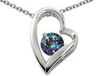 Star K™ 7mm Round Mystic Rainbow Quartz Heart Pendant Necklace