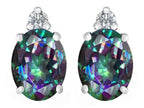 Star K™ 8x6mm Oval Rainbow Mystic Quartz Earrings Studs