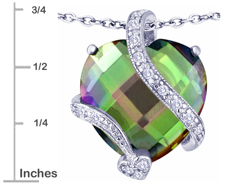 Star K™ Large 15mm Heart Shape Rainbow Mystic Quartz Love Pendant Necklace