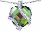 Star K™ Large 15mm Heart Shape Rainbow Mystic Quartz Love Pendant Necklace