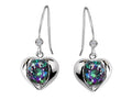 Star K™ Round 6mm Mystic Rainbow Quartz Heart Hook Earrings
