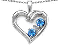 Star K™ Open Heart 3 Stone Pendant Necklace with Simulated Blue Topaz