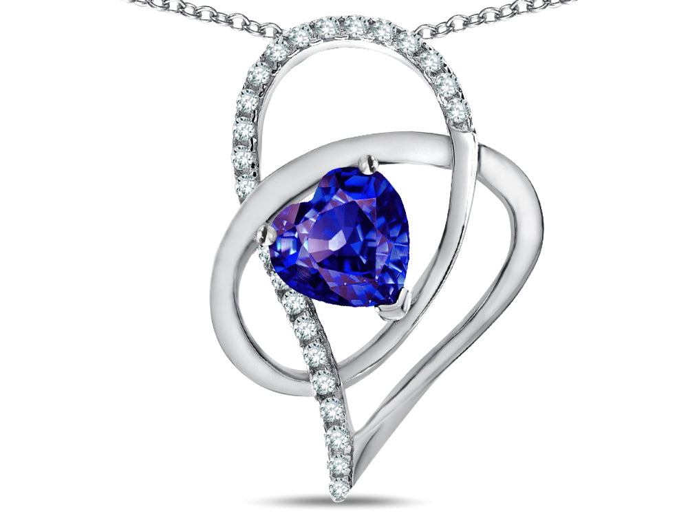 Star K™ Heart Full Of Love  Simulated Tanzanite 7mm Heart Pendant Necklace